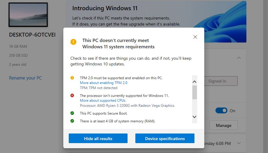 Pc Health Check Rejected