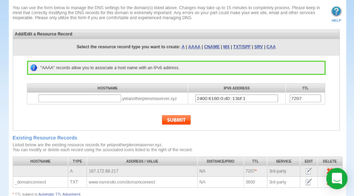 Pleroma Server 10 Added Aaaa Record