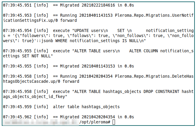 Pleroma Server 30 Migrate Database