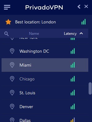 Privadovpn Choose Location 1