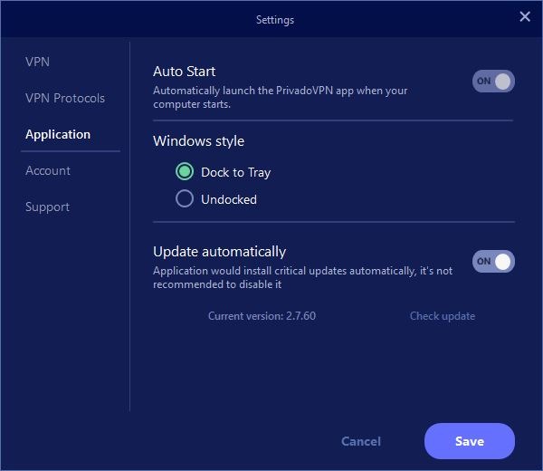 Privadovpn Settings Application
