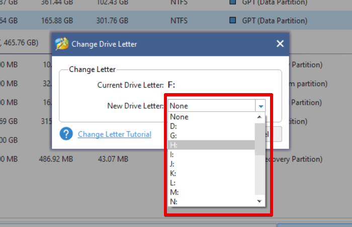 Se;ect A New Drive Letter In Minitool