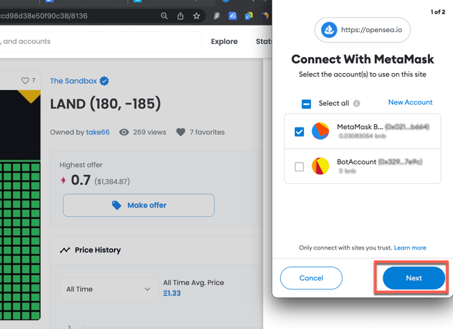 Select Account To Connect
