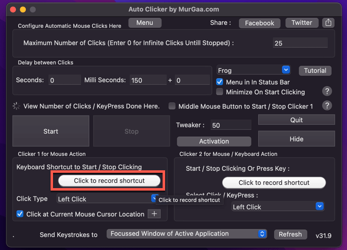 Set A Shortcut Key To Record Click