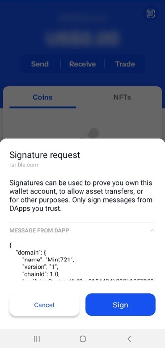 Sign Request Nft Wallet