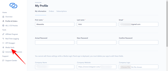 Socialproxy My Profile Field