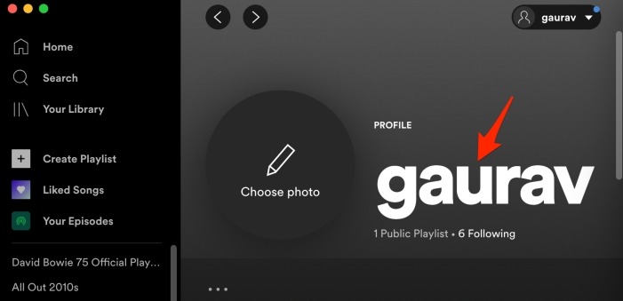 Spotify Edit Profile Name Menu