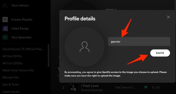 Spotify Edit Profile Name