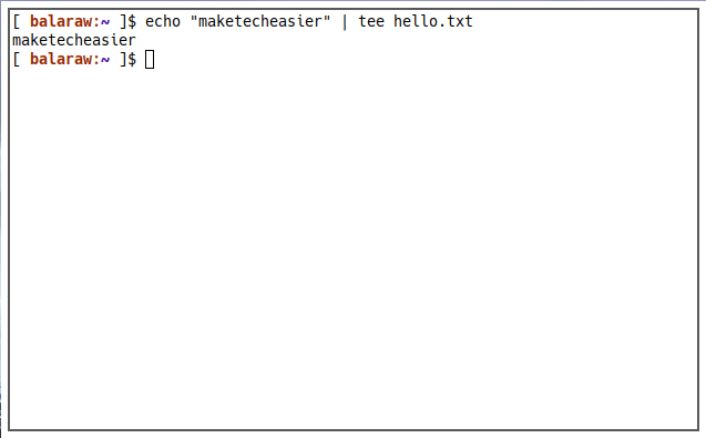 Terminal Output File 09 Tee Example