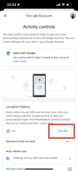 Turn Off Location History