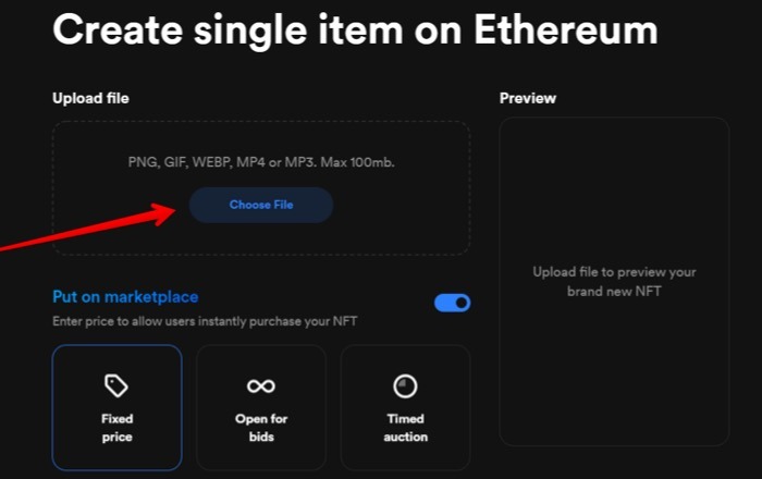 Upload Your File To Mint Into An Nft