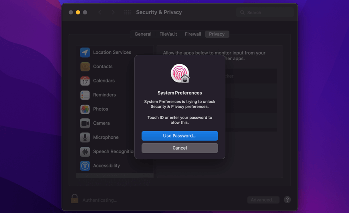Use Passcode Or Touch Id To Unlock Permissions