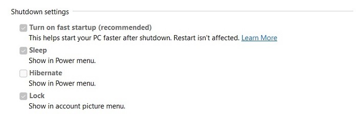 Windows Power Settings Gray Out Options