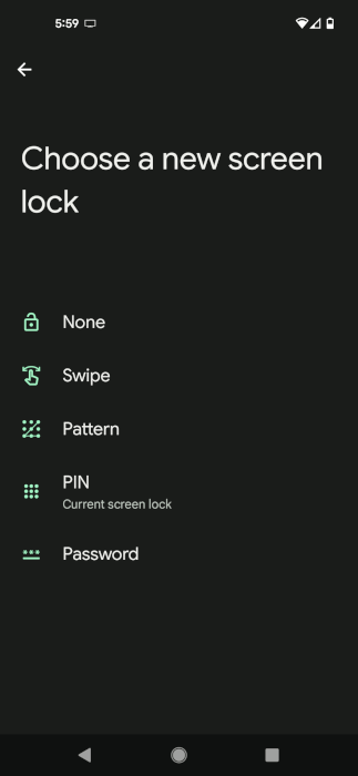Android Lock Screen Lock Options