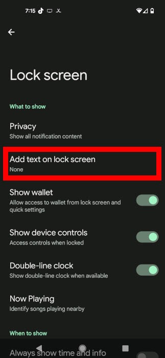 Android Lock Screen Lock Screen Menu Message
