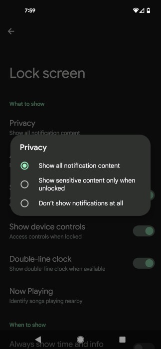 Android Lock Screen Notifications