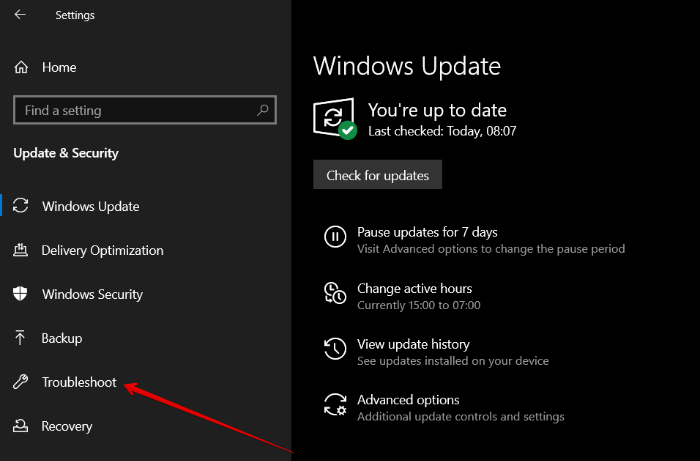 Check Windows Update Settings