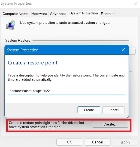 Critical Process Died Create A Restore Point System Properties