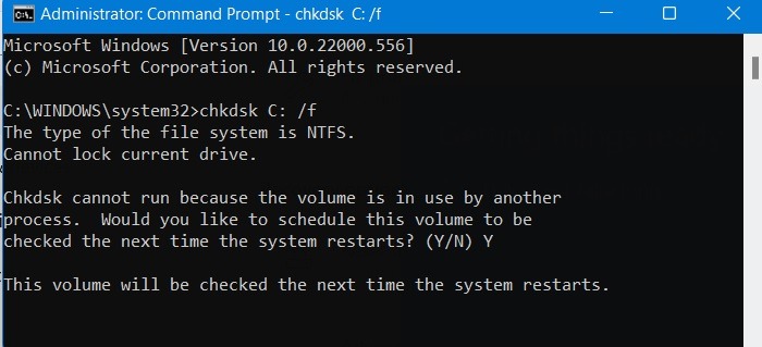 Critical Process Died Windows11 Chkdsk Message Yes No