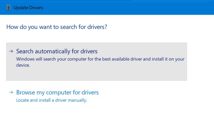 Critical Process Error Update Driver Search Automatically For Drivers