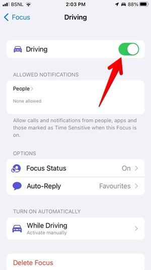 Do Not Disturb Driving Iphone Focus Off