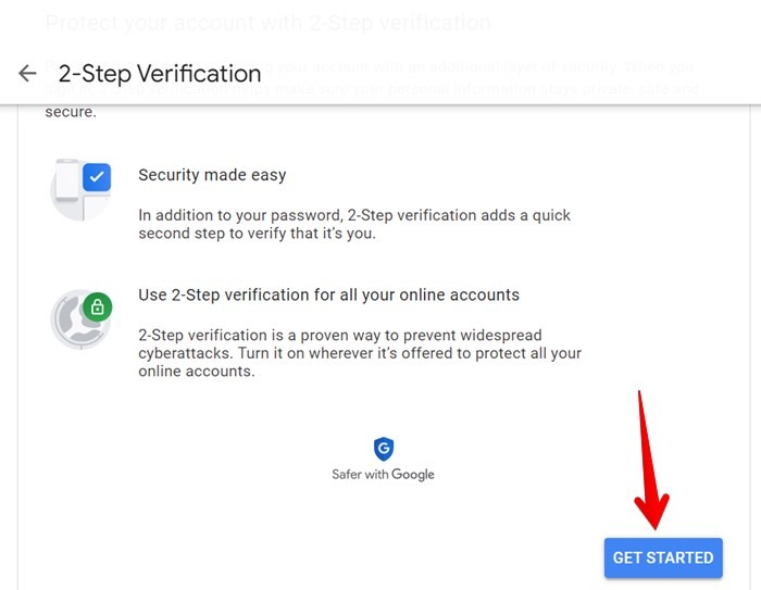 Google Account 2 Step Verification Get Started