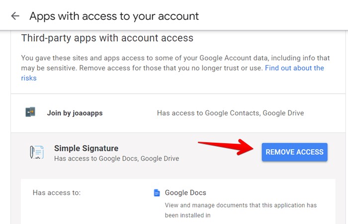 Google Account Manage Apps Revoke