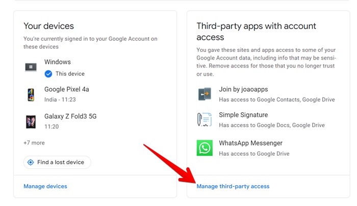 Google Account Manage Third Party Apps