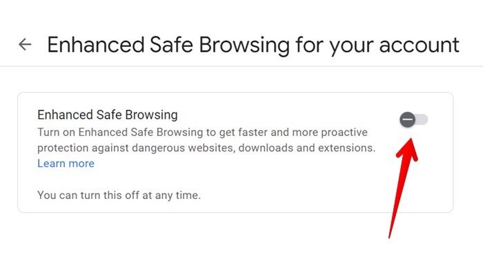 Google Account Safe Browsing Enable