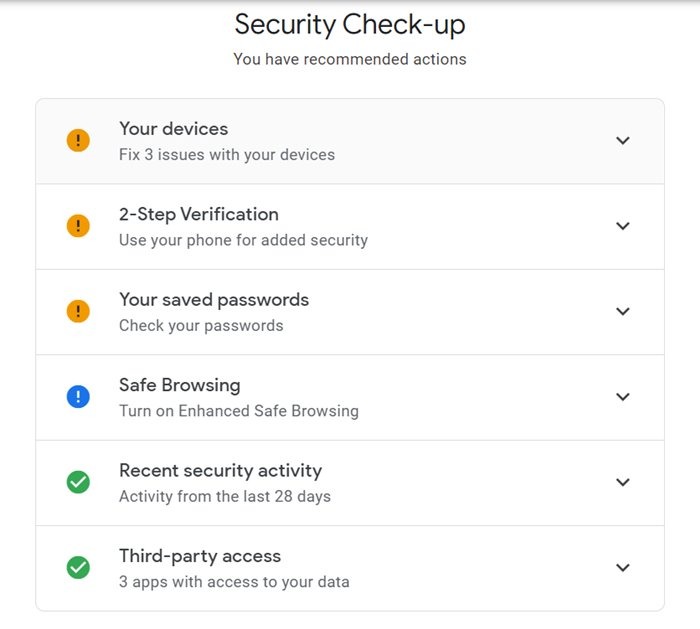 Google Account Security Checkup
