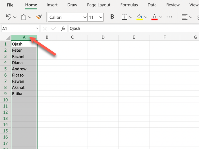 Ms Excel Select The Column You Want To Move