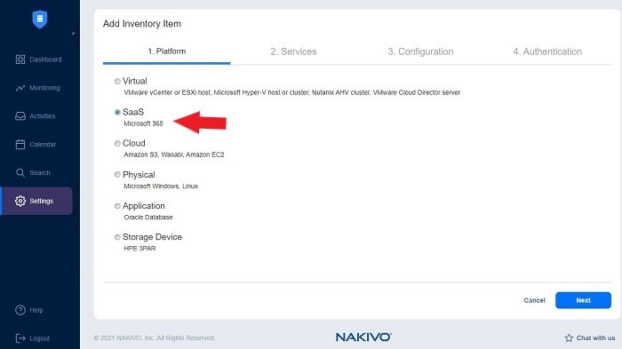 Nakivo Creating Saas Microsoft 365 Backup