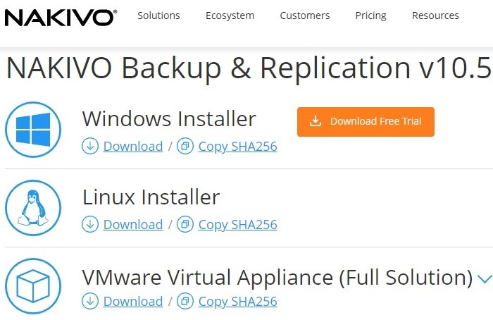 Nakivo Installer Options