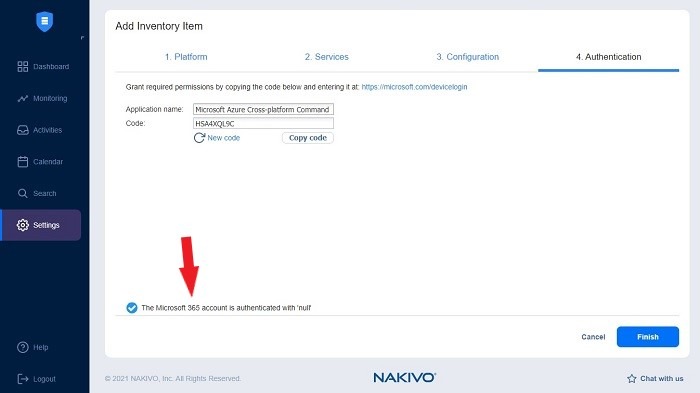 Nakivo Successful Authentication