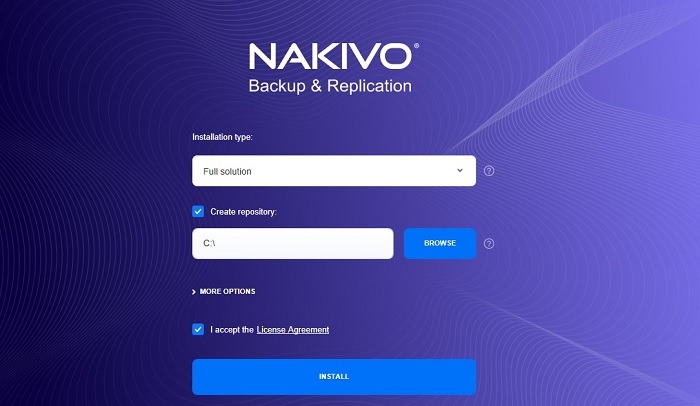 Nakivo Installation Repository Step
