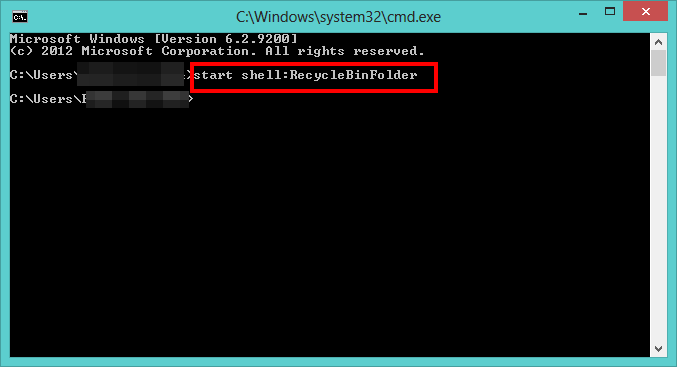 Recycle Bin Command Prompt