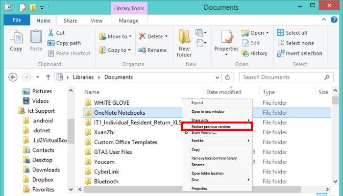 Recycle Bin Restore Previous File Versions