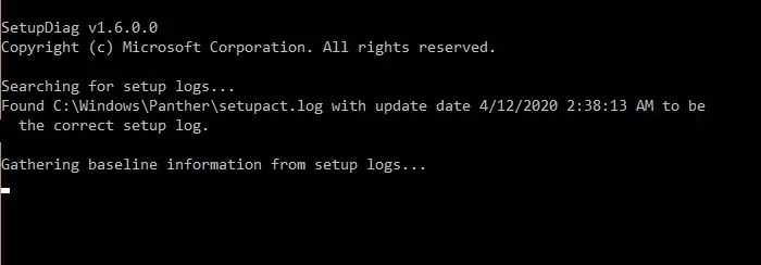Setupdiag Gathering Baseline Information Setup Logs