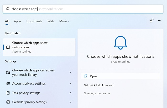 Windows Disable Notifications Windows11 Choose Which App Search