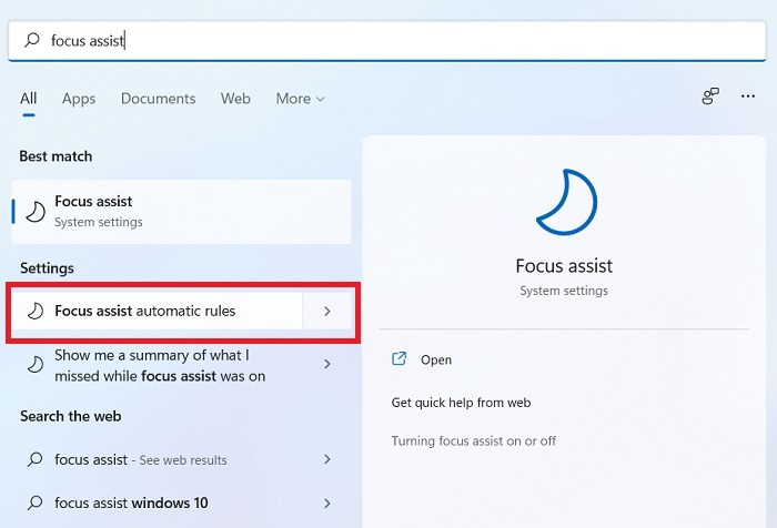 Windows Disable Notifications Windows11 Focus Assist Automatic Rules
