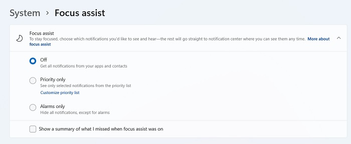 Windows Disable Notifications Windows11 Focus Assist Off