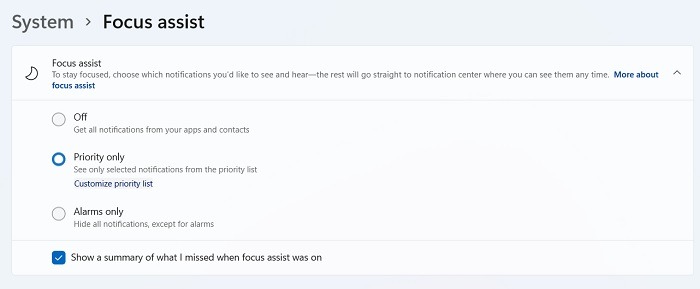 Windows Disable Notifications Windows11 Focus Assist Priority Only