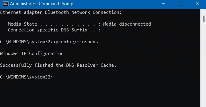 Windows Network Cable Ipconfig Flushdns