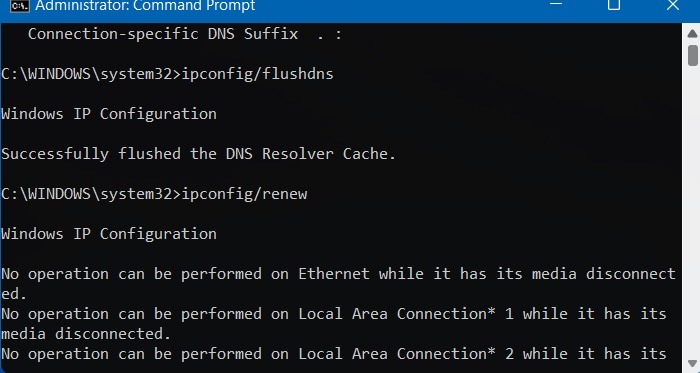 Windows Network Cable Ipconfig Renew 1