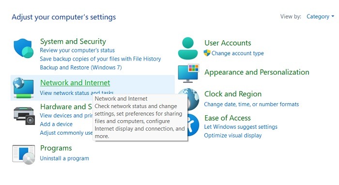 Windows Network Cable Unplugged Control Panel Network And Internet