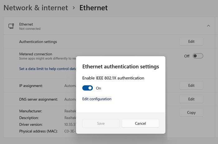 Windows Network Cable Unplugged Enable Ethernet Settings