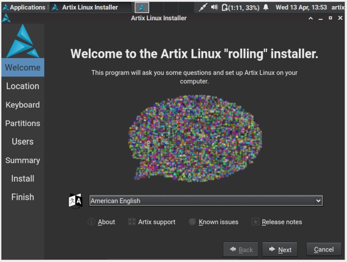 Artix Linux 09 Welcome Install