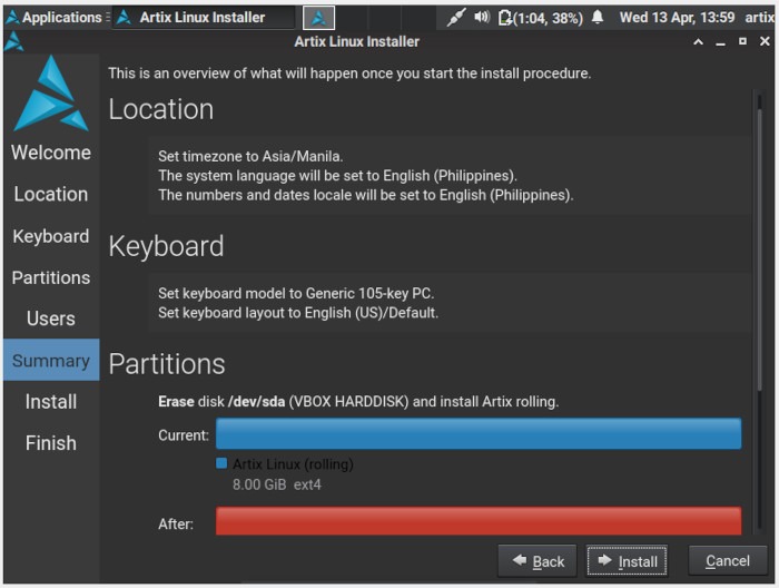 Artix Linux 16 Installation Summary