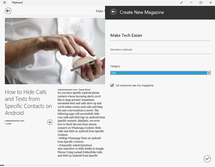 Adding a new magazine on Flipboard
