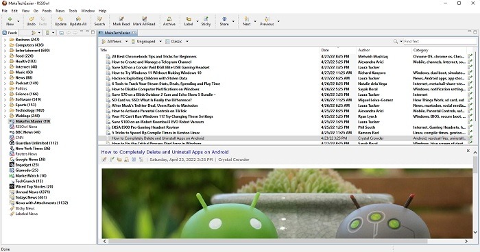 Viewing a post on RSSOwl